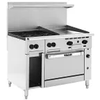 image of Vulcan 48C-4B24G 48" Gas Restaurant Range w/ (4) Open Burners, 24" Griddle Right, (1) Convection Oven, (1) Cabinet Base, 195.000 BTU