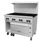 image of Vulcan 48S-8B 48" Gas Restaurant Range w/ (8) Open Burners, (1) Standard Oven, (1) Cabinet Base, 275.000 BTU 