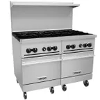 image of Vulcan 48SS-8B 48" Gas Restaurant Range w/ (8) Open Burners, (2) Standard Ovens, 286.000 BTU