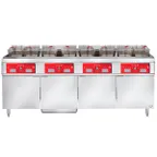 image of Vulcan 4ER50CF Electric Floor Fryer with Computer Controls and Built-In Filter, (4) 50 lb. Fryers