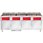 image of Vulcan 4ER50DF Electric Floor Fryer with Digital Controls and Built-In Filter, (4) 50 lb. Fryers