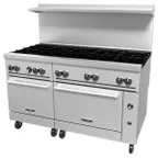 image of Vulcan 60SC-10B 60" Gas Restaurant Range w/ (10) Open Burners, (1) Standard Oven, (1) Convection Oven, 358.000 BTU