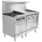 image of Vulcan 60SC-4B36GT 60" Gas Restaurant Range w/ (4) Open Burners, 36" Griddle Right w/ Thermostatic Controls, (1) Standard Oven, (1) Convection Oven, 238.000 BTU