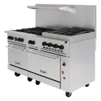 image of Vulcan 60SC-6B24GB 60" Gas Restaurant Range w/ (6) Open Burners, 24" Griddle/Broiler Right, (1) Standard Oven, (1) Convection Oven, 268.000 BTU