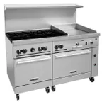 image of Vulcan 60SC-6B24GT 60" Gas Restaurant Range w/ (6) Open Burners, 24" Griddle Right w/ Thermostatic Controls, (1) Standard Oven, (1) Convection Oven, 278.000 BTU