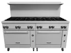 image of Vulcan 72RS-12B 72" Gas Restaurant Range w/ (12) Open Burners, (1) Standard Oven, (1) Refrigerated / Freezer, 395.000 BTU