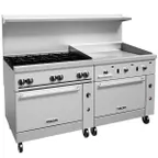 image of Vulcan 72RS-6B36G 72" Gas Restaurant Range w/ (6) Open Burners, 36" Griddle Right, (1) Standard Oven, (1) Refrigerated / Freezer, 275.000 BTU