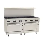 image of Vulcan 72SC-12B 72" Gas Restaurant Range w/ (12) Open Burners, (1) Standard Oven, (1) Convection Oven, 430.000 BTU