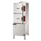 image of Vulcan C24ET6-PS PowerSteam 6 Pan Electric Convection Steamer w/ 2 Compartments on Cabinet