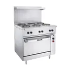image of Vulcan EV36S-6FP208 36" Electric Restaurant Range w/ Standard Oversized Oven, 6 French Plates, 208v