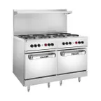 image of Vulcan EV48SS-8FP240 48" Electric Restaurant Range w/ 2 standard ovens, 8 French Plates, 240v