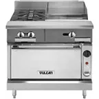 image of Vulcan V2BG18C 36" Gas Heavy Duty Range w/ (2) Open Burners, 18" Griddle Right, Convection Oven, 132.000 BTU