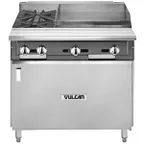 image of Vulcan V2BG24B 36" Gas Heavy Duty Range w/ (2) Open Burners, 24"Griddle Right, (1) Cabinet Base, 130.000 BTU