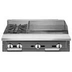 image of Vulcan V2BG4T 36" Gas Heavy Duty Range w/ (2) Open Burners, 24" Griddle Right w/ Thermostatic Controls, Modular Base, 130.000 BTU