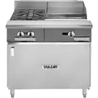 image of Vulcan V2BG8TB 36" Gas Heavy Duty Range w/ (2) Open Burners, 18" Griddle Right w/ Thermostatic Controls, (1) Cabinet Base, 100.000 BTU