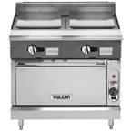 image of Vulcan V2P36C 36" Gas Heavy Duty Range w/ (2) Planca Griddles, (1) Convection Oven, 67.000 BTU
