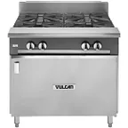 image of Vulcan V4B36B 36" Gas Heavy Duty Range w/ (4) Open Burners, (1) Cabinet Base, 140.000 BTU