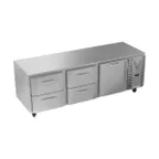image of Victory VURD93HC-4 93" 3-Section Undercounter Refrigerator w/ 1 Solid Door & 4 Drawers