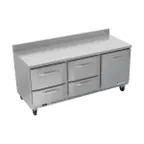 image of Victory VWRD72HC-4 72" 3-Section Worktop Refrigerator w/ 4 Drawers & 1 Door, 17.8 cu. ft.