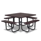 image of Wabash GV140G Green Valley 73.5 Square PolyTuf Outdoor Picnic Table, Steel Frame, Powder Coat Finish