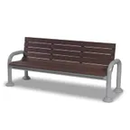 image of Wabash GV420G Green Valley 6'L Outdoor Bench, PolyTuf Back & Seat, Steel Tubular Legs, Powder Coat Finish, 61-72" Width