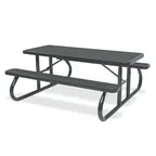 image of Wabash SG111D 96-3/8"W Rectangular Outdoor Picnic Table, Steel, Diamond Pattern Top & Seats, 29-1/2"H