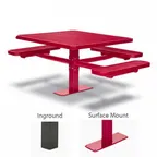 image of Wabash SG235P 46" Square Restaurant Table Set, 3 Seats, Ingr. Finish, Basic Frame, Perforated