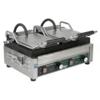image of Waring WDG300 Double Cast Iron Sandwich Panini Grill w/ Smooth & Grooved Plates, 240V