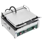image of Waring WFG250T Single Cast Iron Sandwich Panini Grill w/ Timer, 14.5" x 11" Smooth Plates, 120V