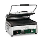 image of Waring WPG250T Single Cast Iron Panini Grill w/ Timer, 14.5" x 11" Grooved Plates, 120V