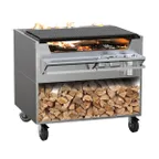 image of Wood Stone WS-SFB-57 57" Mt. St. Helens Wood Burning Charbroiler w/ Shallow-Box, 36" Deep