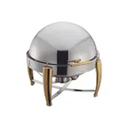 image of Winco 103A Virtuoso Series Stackable Round Chafer w/ 6 Qt. Capacity, Roll-Top Cover