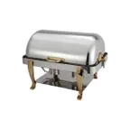image of Winco 108A Vintage Series Full-Size Rectangular Chafer w/ 8 Qt. Capacity, Gold-Plated Handles
