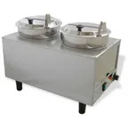 image of Winco 51072P Countertop Food Topping Warmer w/ (2) 7-Quart Wells, 2 Ladles/Lids