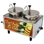 image of Winco 51074H Countertop Hot Fudge/Caramel Topping Warmer w/ (2) 7-Quart Wells, 2 Pumps