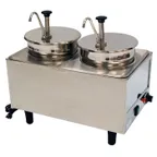 image of Winco 51074P Countertop Food Topping Warmer w/ (2) 7-Quart Wells, 2 Pumps