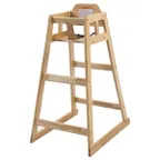 image of Winco CHH-601 Stackable Rubberwood Pub Height High Chair, 19"L x 20"W x 41"H, Natural Finish