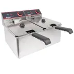 image of Winco EFT-32 32 lb. Twin Well Electric Countertop Fryer