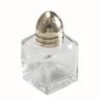 image of Winco G-101 - 1/2 oz Square Glass Salt Shaker, Brass Top, Single, Brass Finish - 1 Dozen