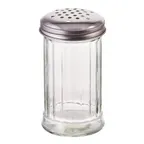 image of Winco G-103 Cheese/Spice Shaker, 12‑Oz Glass Jar with Perforated Silver Top, No Handle - 1 Dozen