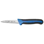 image of Winco KSTK-30 Sof‑Tek™ Paring Knife, 3¼‑in X50CrMoV15 steel blade, black/blue TPR handle - 2/Pack
