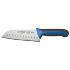 image of Winco KSTK-70 7" Santoku Knife w/ High Carbon Steel Blade & Black TPR Handle