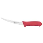 image of Winco KWP-60R Stäl 6" Curved Boning Knife with Red Handle