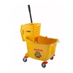 image of Winco MPB-36 36 Quart Plastic Mop Bucket with Wringer / Yellow 