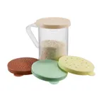 image of Winco PDG-10AC 10 oz. Plastic Dredge with 4 Color Snap-on Lids