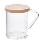 image of Winco PDG-10B 10 Oz. Clear Polycarbonate Dredge with Snap-On Beige Lid