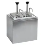 image of Winco PKTS-2D Condiment Pump Dispenser, 2-Qt Inserts, 11x8-3/4x16 H, 18/8 SS, 2 Pumps - Set