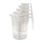 image of Winco PMCP-5SET 5-Pc PC Measuring Cup Set – 1C/1P/1‑2‑4Q, Red/Blue Marks, Heat‑Resistant