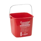 image of Winco PPL-6R Red Square 6 Qt. Cleaning Bucket with Handle for Sanitizing