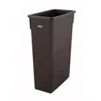 image of Winco PTC-23B Slender Trash Can, 23 Gallon, 20-1/8”L X 10-7/8”W X 29-7/8”H, HDPE, Brown